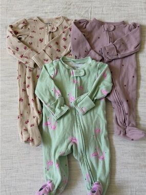 Carter's 3-Pack Baby One-Piece Footies - Mint, Mauve & Cream